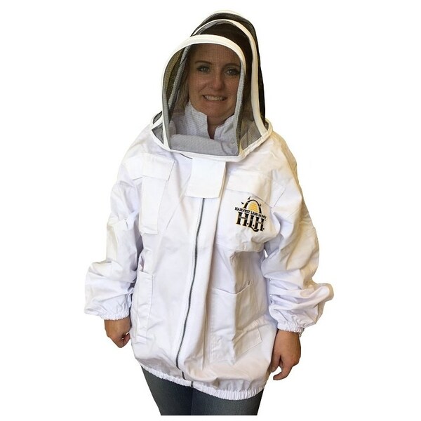 Harvest Lane Honey CLOTHSJXXL-102 Beekeeper Jackets with Protective Hood, 2XL, Polycotton, White CLOTHSJXXL-102 - main