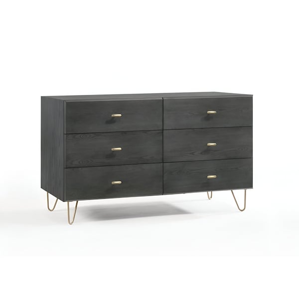 Homeroots 51" Grey Manufactured Wood Six Drawer Double Dresser 473094 - main
