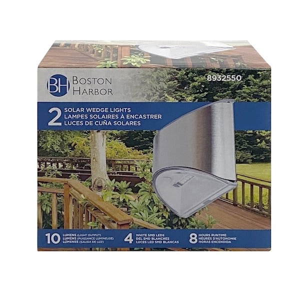 Boston Harbor Solar Light Wedge Stainless Steel, NIMh Battery, AA Battery, 4Lamp, Stainless Steel 26083 - main