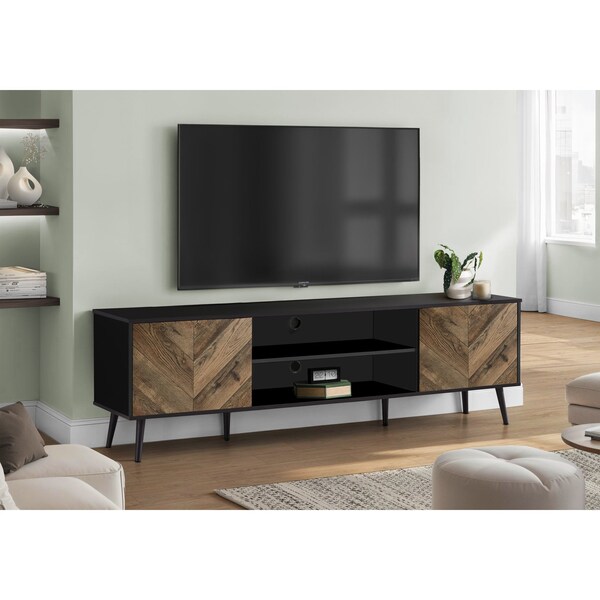Monarch Specialties Tv Stand, 72 Inch, Console, Storage Cabinet, Living Room, Bedroom, Brown And Black Laminate I 2781 - main