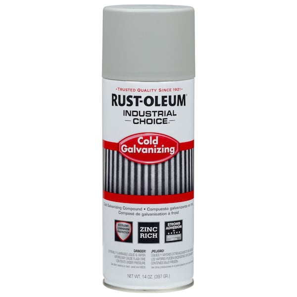 Rust-Oleum Spray Paint, Galvanized Zinc, Flat, Solvent, 14 oz 1685830 - main