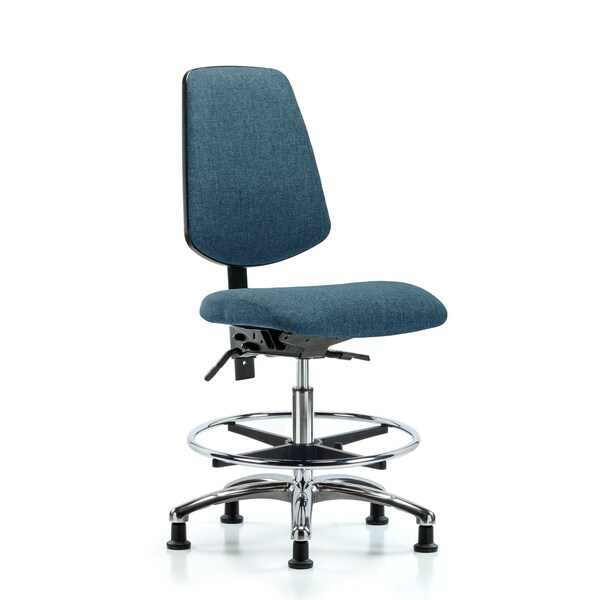Blue Ridge Ergonomics Fab Med Bench Chair, Bk, CF, Glds, Blu, No Arms, 22" to 29" Height, Blue BR-FMBCH-MB-CR-T1-A0-CF-RG-F43 - main