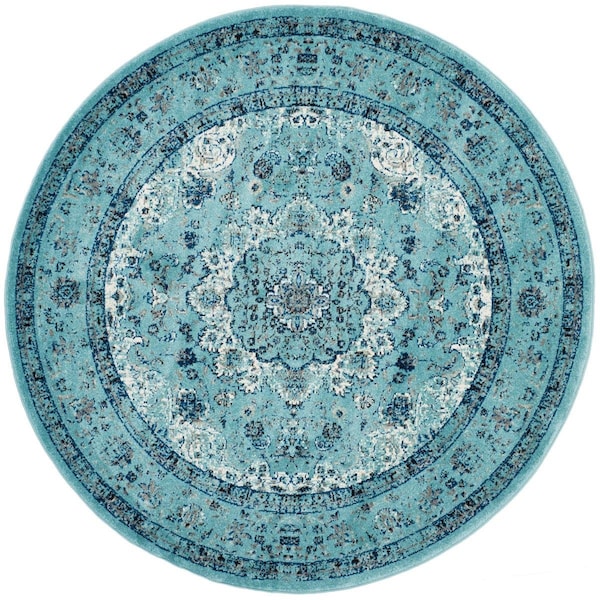 Safavieh Evoke Power Loomed Round RugLight Blue & Light Blue 3 x 3 ft. EVK220E-3R - main