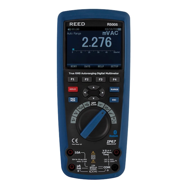Reed Instruments Multimeter, TRMS, 1000V AC/DC, Temp, 1,000 V Max DC, 0 V Max AC, TRMS, 50,000 Instrument Counts R5005 - main