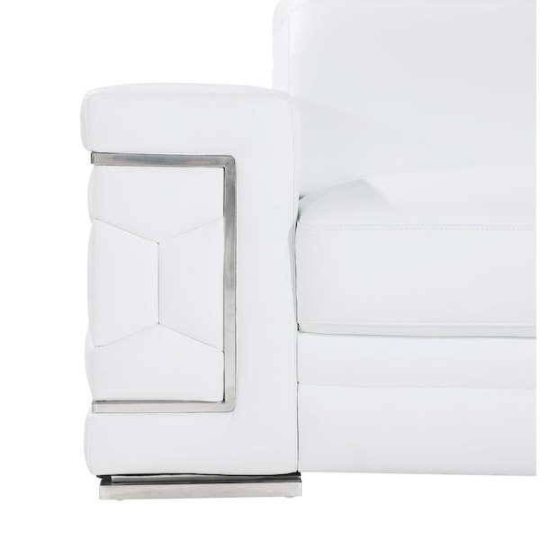 Homeroots 89" White Leather Sofa With Silver Legs 548986 - main