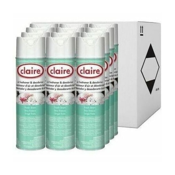 Claire Aerosol Air Freshener and Deodorizer, Fresh Linen, 10 oz Aerosol Spray, 12PK CL163 - main