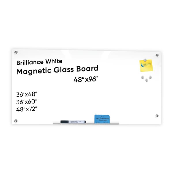 Fab Glass And Mirror Glass Dry Erase Board for Wall - Magnetic Glass Board with White Surface - Frameless 48in x96in wi MB48x96-SB601 - main