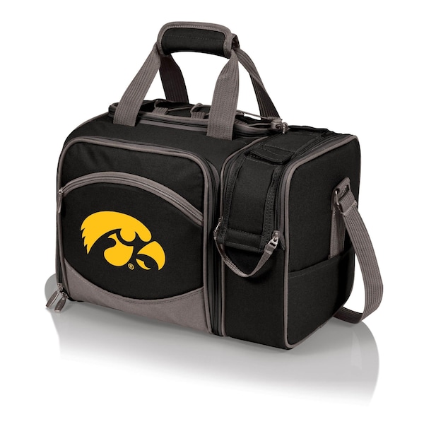 Picnic Time Family Of Brands NCAA Iowa Hawkeyes Malibu Cooler Picnic BasketBlack with Gray Accents 508-23-175-224-0 - main