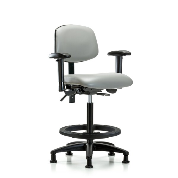 Blue Ridge Ergonomics Chair, Wood, Med Bench, CF Casters, 6-Way Adjustable, 26" to 35" Height, Dove BR-VHBCH-RG-T1-A1-BF-RG-8567 - main