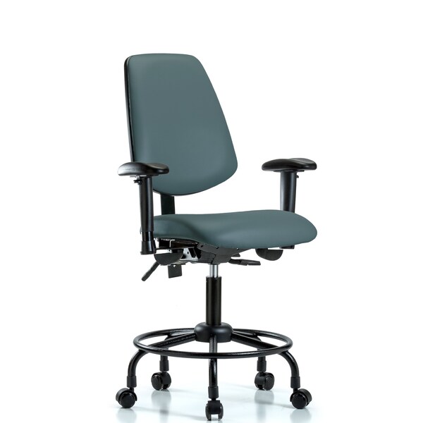 Blue Ridge Ergonomics Desk Chair Adjustable Arms, 21" to 26" Height, Vinyl, Colonial Blue BR-VDHCH-MB-RT-T1-A1-RC-8546 - main