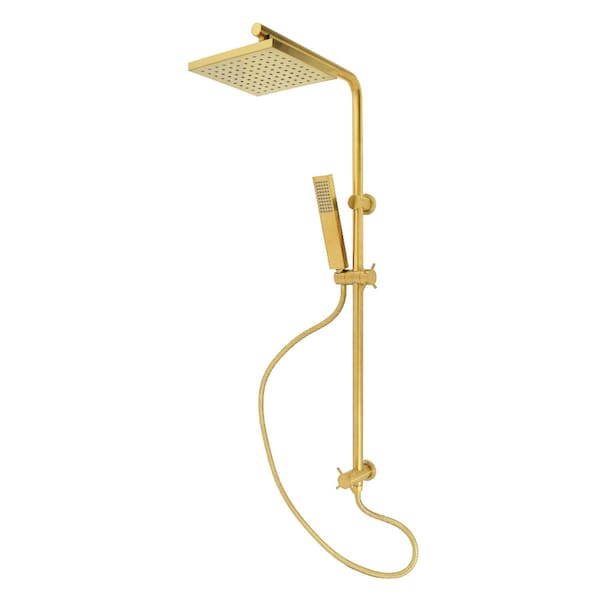 Kingston Brass Wall Mount Rain Drop Shower System with Hand Shower, Brushed Brass KSG2627D - main