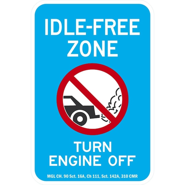 Lyle Idle-Free Zone, Turn Engine Off, MGL CH. 90 Sct. 16A, , 12x18, High Intensity Prismatic, White G-4061-HI_12x18 - main
