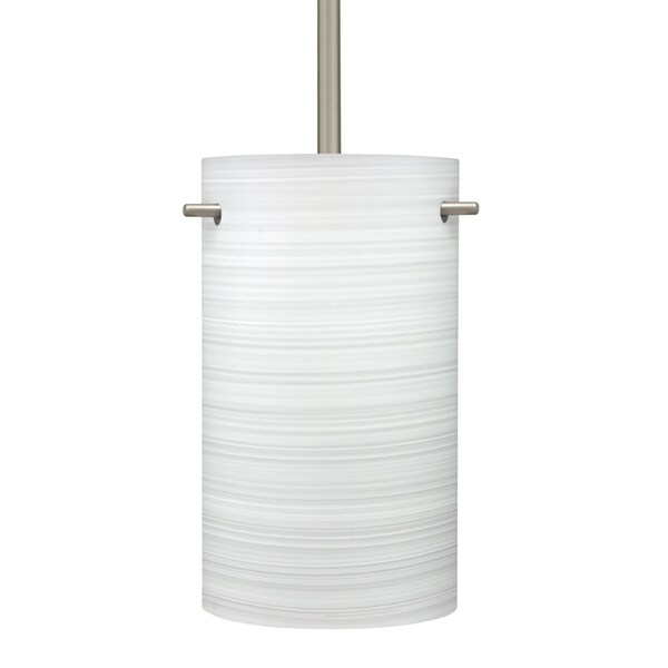 Besa Lighting Besa Tamburo 5 Stem Pendant, Chalk, Satin Nickel Finish, 1x 11W LED 1TT-4005KR-LED-SN - main