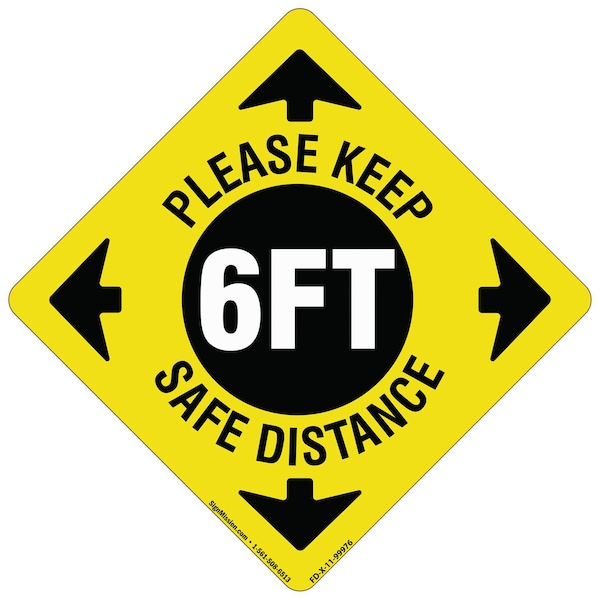 Signmission Please Keep Safe Distance Non-Slip Floor Graphic, 11in Vinyl Decal, 11" x 11", FD-2-X-11-99976 FD-2-X-11-99976 - main