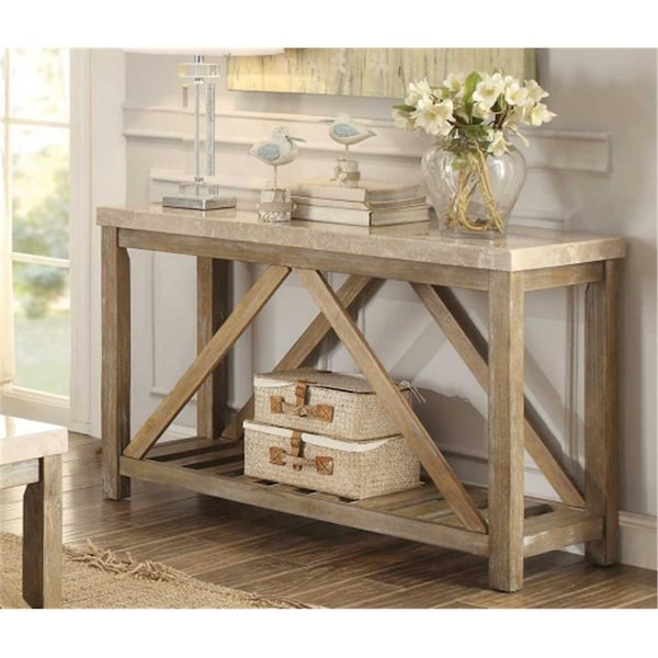 Home Elegance Homelegance Ridley Collection Sofa Table with Marble Top, Weathered Wood - 48 x 18 x 31 in. 3551-05 - main