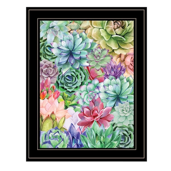 Homeroots Succulents Paradise 3 Black Framed Print Wall Art 407882 - main
