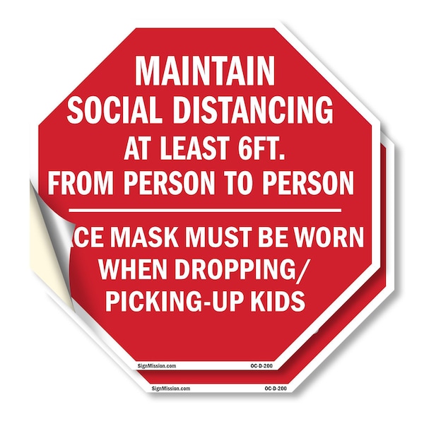 Signmission Maintain Social Distancing At Least, 10 inch X 10 inch, Vinyl Decal, 2PK OC-D-2PACK-10-200 - main