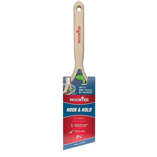Wooster Hook and Hold Trim Paint Brush, 2-1/2 in W, Soft Angle Brush, 2-5/8 in L Bristle, Polyester Bristle 5301-2 1/2 - main