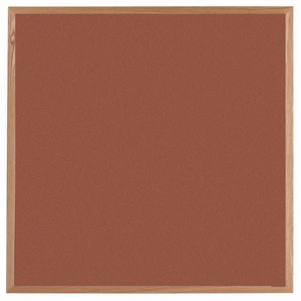 Aarco VIC Cork Bulletin Board, Red Oak Frame, Clear Lacquer Finish, Cinnamon Bark 48''Hx48''W OW4848207 - main