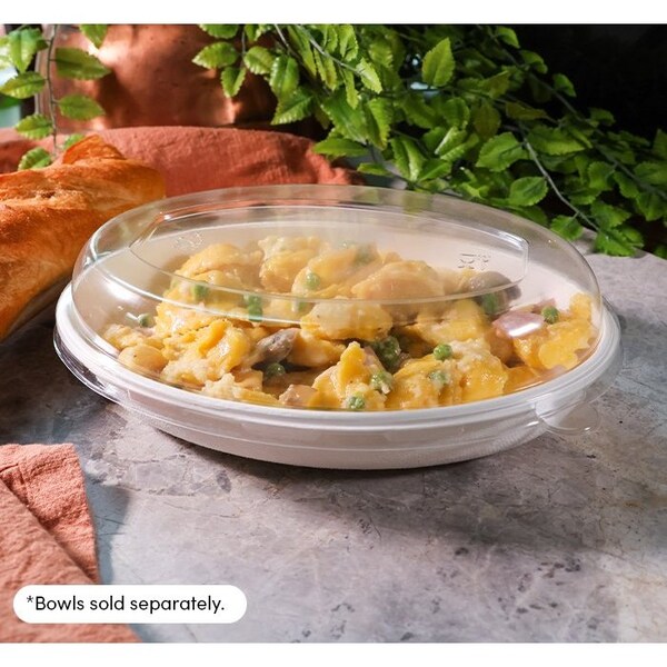 Kitch 24/7 Disposables Clear Compostable Oval Lid for 32 Ounce Bowl -- 300 per case, 300PK KC-32OBDL - main