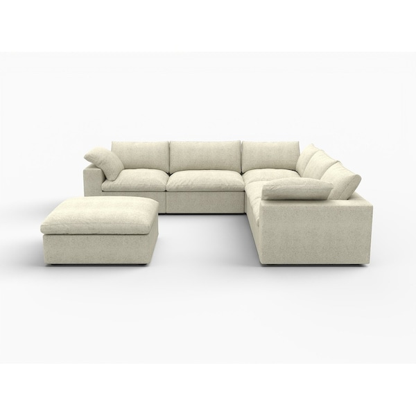 Homeroots Khaki Linen Blend Modular L Shaped Six Piece Sofa and Chaise Sectional 716926 - main