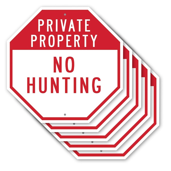 Signmission Private Property No Hunting, 10 inch X 10 inch, Aluminum Metal Signs, 5PK OC-A-5Pack-10-147 - main