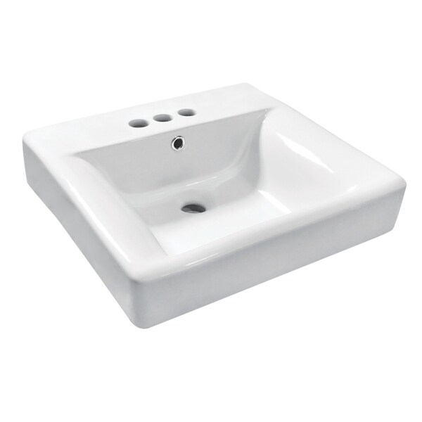 Kingston Brass 20" Ceramic Console Sink, 4-Inch, 3-Hole, White EV2019W34 - main