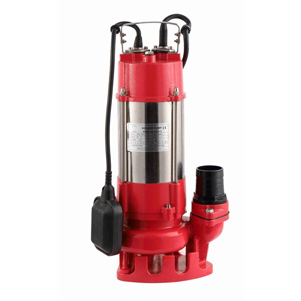 Hallmarkind Industries Sewage pump/ sump pump, 1HP, 115V, max head 49', 7250 GPH. 20' cable, S.S Heavy duty MA0387X-9-115 - main