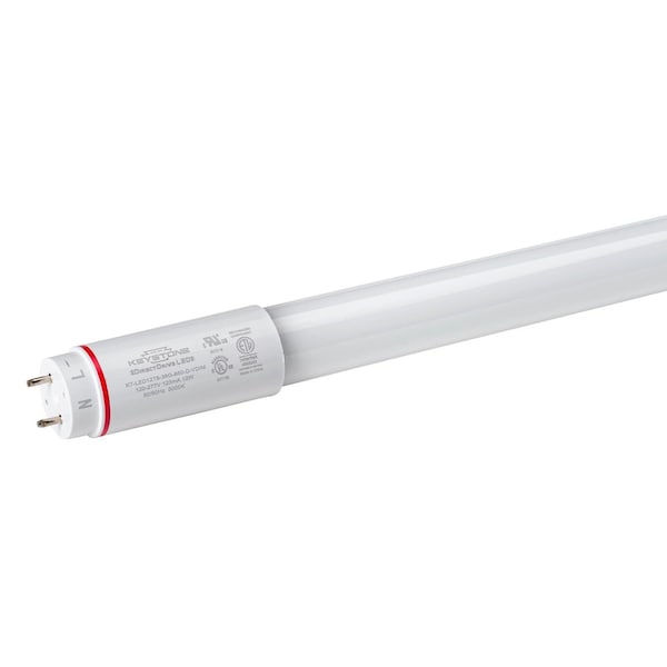 Keystone 12W LED T8 Tube, Shatter-Proof Coated Glass, 120-277V, Input, 3ft., 3500K, Direct Drive, 0-10V Dimma KT-LED12T8-36GC-835-D-VDIM - main