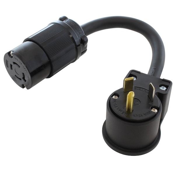 Ac Works Adapter, NEMA TT-30, 18 in, Black TT30L1420-018 - main