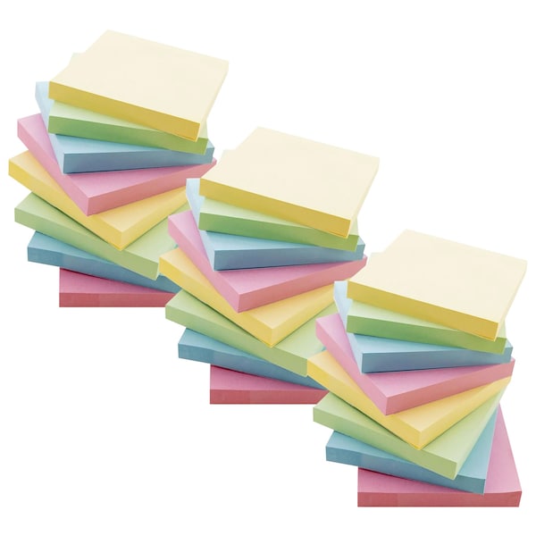 Bazic Products Stick On Notes, 3in x 3in, Assorted, 100 Sheets Per Pad, 36PK 5161 - main