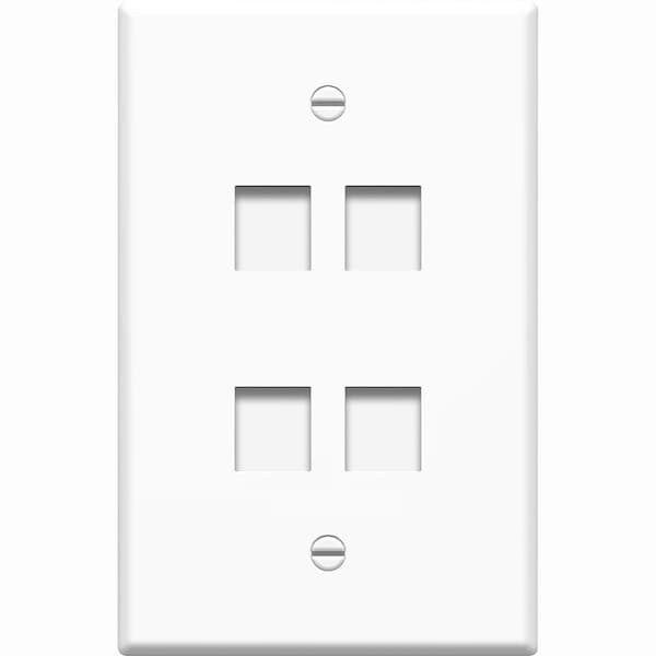 4Xem 4 Port White Keystone Wall Plate USB Displayport 4XFP04KYWH - main