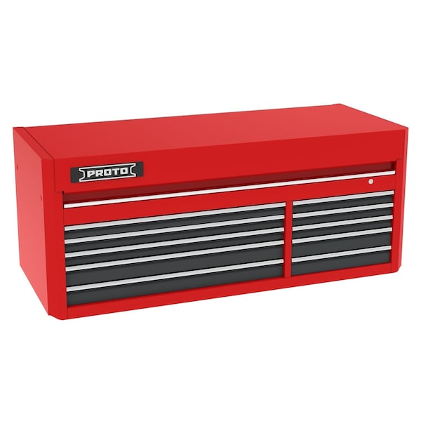 Proto 550 Series Top Chest, 10 Drawer, Red/Gray, Steel, 66 in W x 27 in D x 27 in H J556627B-10SG - main