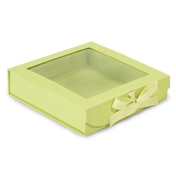 Nashville Wraps Pistachio Folding Box with Window and Ribbon Closures, 8x8x2in, 18PK FBB8PS - main