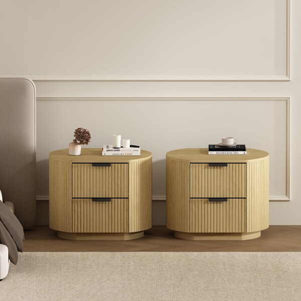 Manhattan Comfort Olivia Nightstand in Natural Oak and Black - Set of 2 2-NS010-NO - main