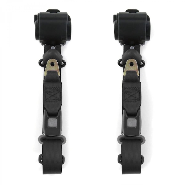 Geared2Golf Chevy Truck 1973-1987 Standard 3 Point Black Retractable Bucket Seat Belt Kit - 2 Belts GE2407927 - main