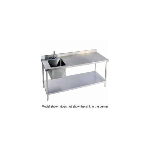 Aero Manufacturing Company 304 Series 14 Ga Stainless Steel Workbench W/ Left Sink, 48"W x 30"D 2TG-B3048T100 - main