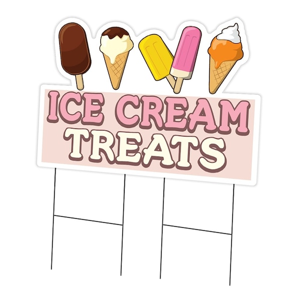 Signmission Ice Cream Treats Yard Sign & Stake outdoor plastic coroplast window, C-DC-2436-Ice Cream Treats C-DC-2436-Ice Cream Treats - main