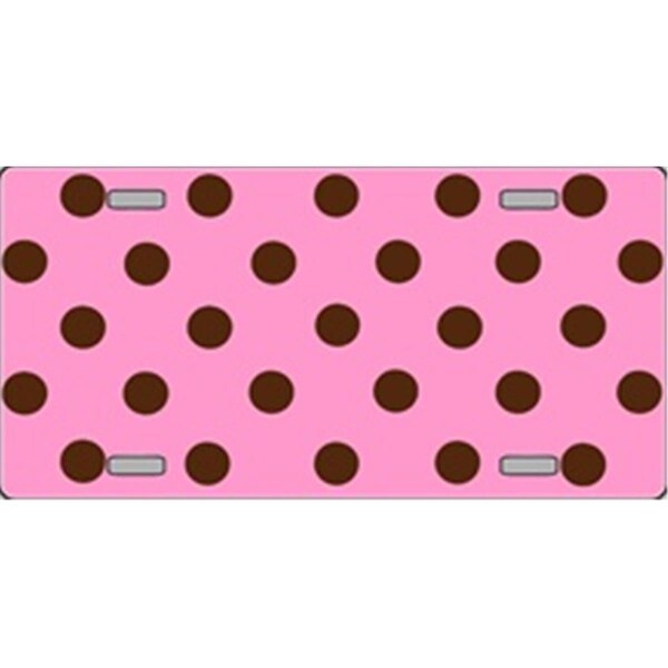 Powerhouse Polka Dots- Chocolate Brown on Pink Flat Automotive License Plates Blanks for Customizing PO2653168 - main