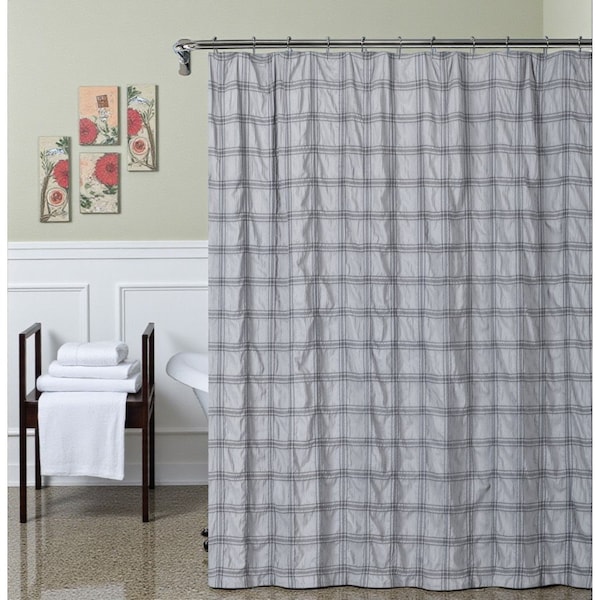 Homeroots Gray Modern Striped Crinkle Shower Curtain 399717 - main