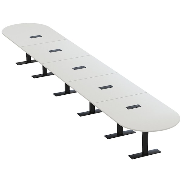 Skutchi Designs 22ft Racetrack Conference Table With Power | Harmony Series | 22 Person Meeting Room Table HAR-RAC-48X264-T.BK-U779-EBLK - main