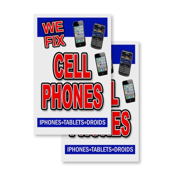 Signmission We Fix Cell Phones, Vinyl Decals Only 24 Inch x 36 Inch, Vinyl Decal, 2PK DSB-2436-2PACK-We Fix Cell Phones - main