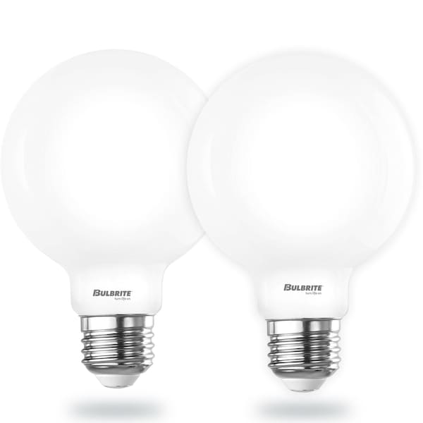 Bulbrite 9 Watt LED G25 Light Bulbs, Warm Dimming 3000K Soft White, 1800K Candlelight, 800 Lumens, 2PK 862888 - main