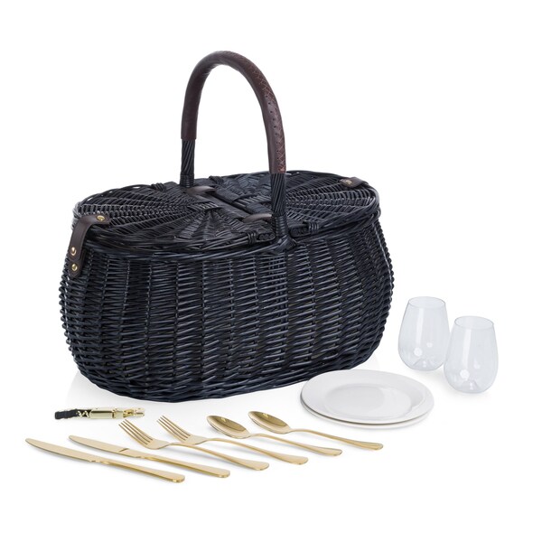 Picnic Time Family Of Brands Evening Picnic Basket with Service for Two, Black 130-20-179-000-0 - main