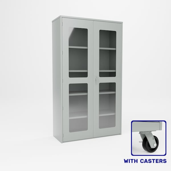 Pucel Heavy Duty Storage Cabinet, 48 in W x 90 in H x 19 in D, Plexiglass Doors, Gray HDSC-4884-19-4C-PLEX - main