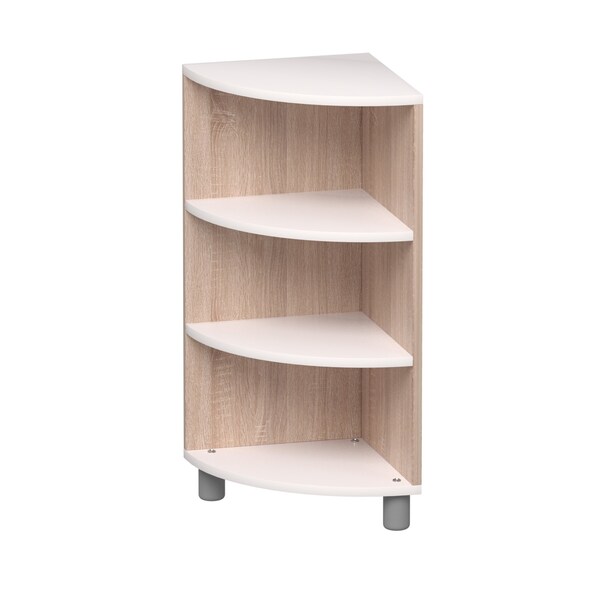 Beleduc By Playwell Genova 14.2inx14.2in Mid 3-Layer Corner Unit, Modular White/Oak HPL, Space-Saving, 32.6inH, 3+ 846057 - main