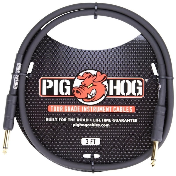 Pig Hog 3-Feet 1/4-in - 1/4-in 8mm Inst. Cable PH3 - main