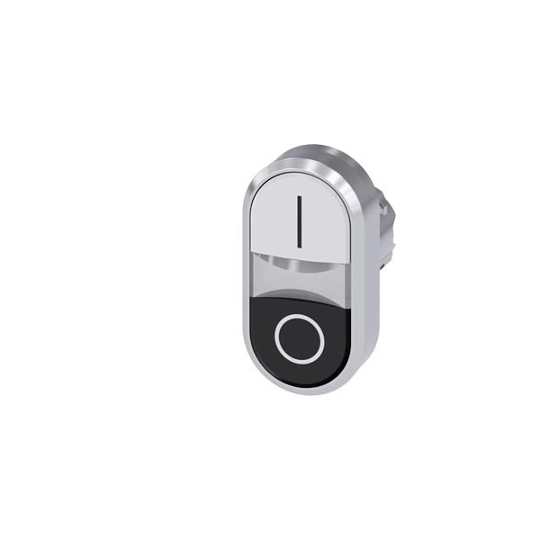 Siemens Twin pushbutton, 22 mm, round, metal, shiny, white: I, black: O 3SU1050-3AB61-0AK0-ZY19 - main