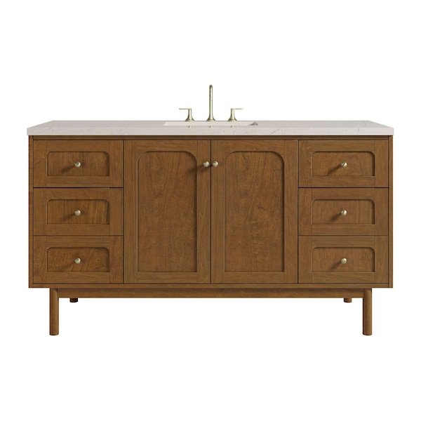 James Martin Vanities Laurent 60" Single Vanity, Honey Oak w/ 3 CM Siberian Silestone Top 545-V60S-HNO-3SFR - main