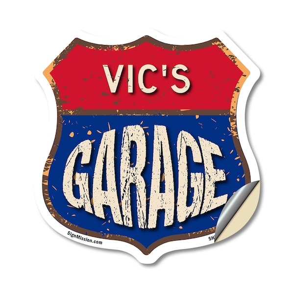 Signmission Vic's Garage, 12 Inch X 12 Inch, Vinyl Decal SHI-D-12-383-VIC - main